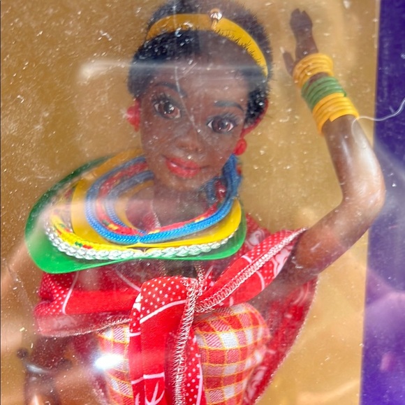 Kenyan African Barbie Doll in Red Checkered Dress - Picture 2 of 7